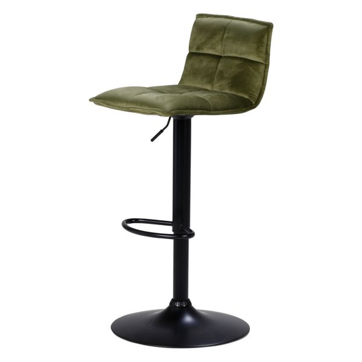 Tabouret de bar en velours réglable Jordi vert olive, ZAGO