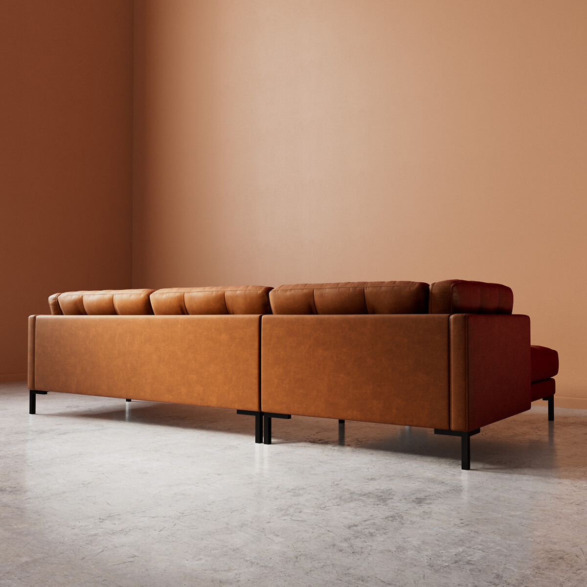 Landau Smart Leather Corner Chaise Sofa tan, SWOON