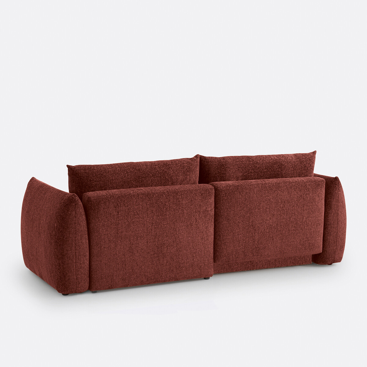 Canapé d'angle convertible avec coffre, 3 places, en tissu chenillé chiné, EDITH lie de vin, LA REDOUTE INTERIEURS