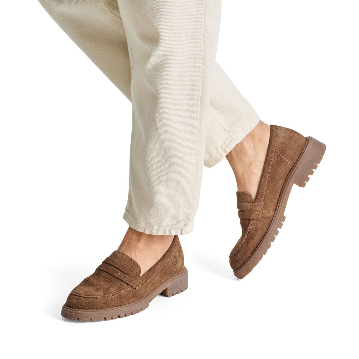 Slipper en cuir marron, TAMARIS