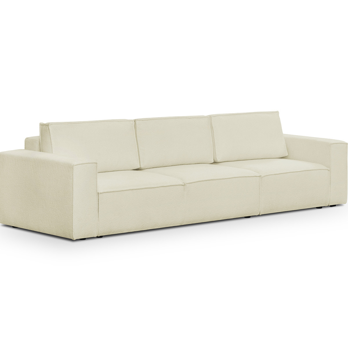 Canapé convertible 5 places en tissu bouclé - HARPER MOD ecru, HOMIFAB