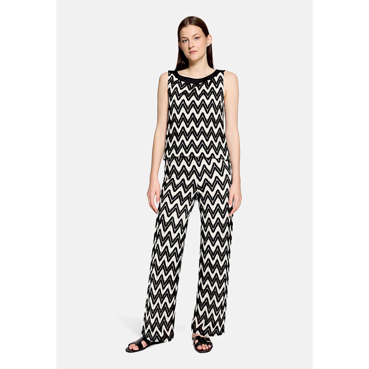 Pantalon à enfiler avec structure noir/blanc, BETTY & CO