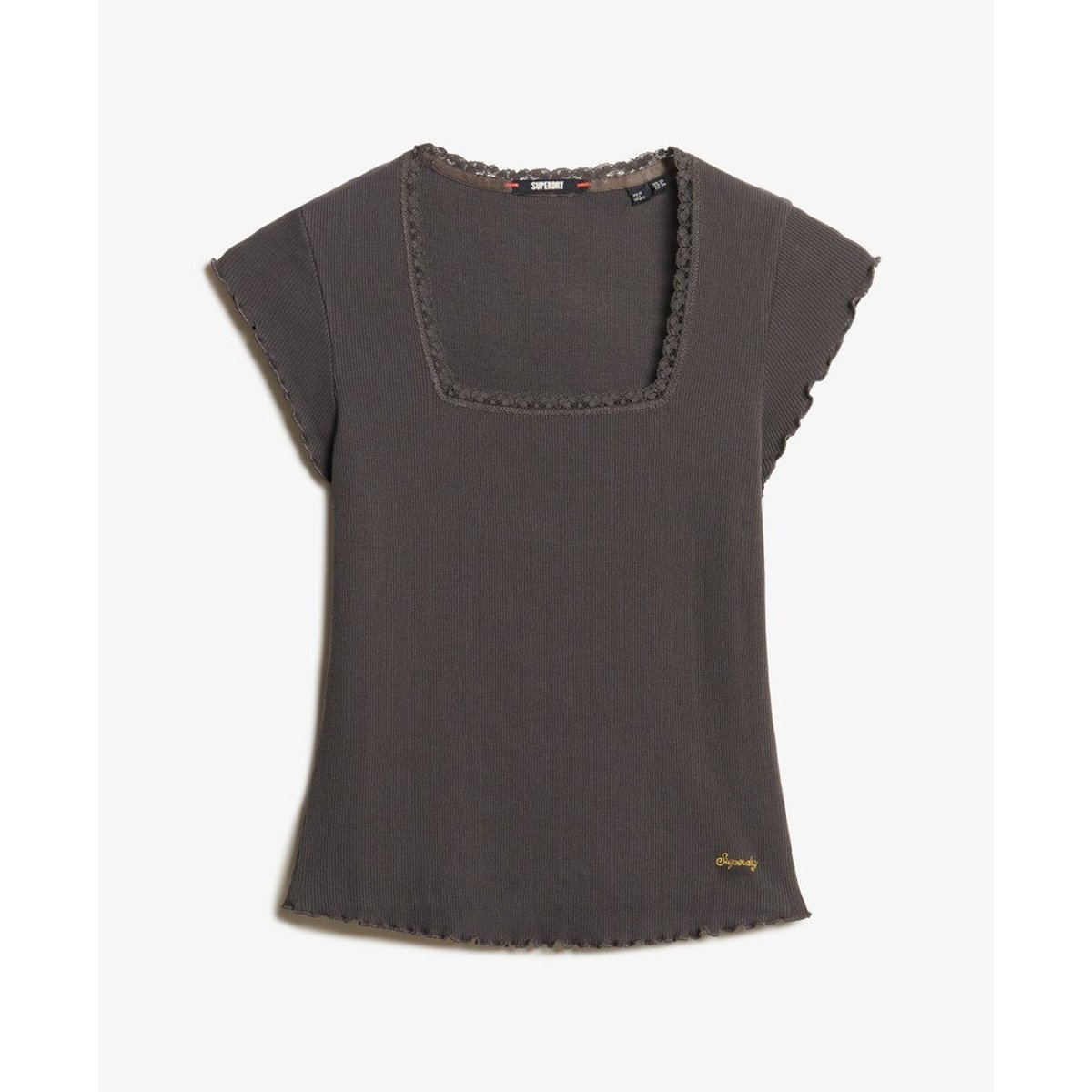 T-shirt Essential Col Carré Coupe Ajustée anthracite, SUPERDRY