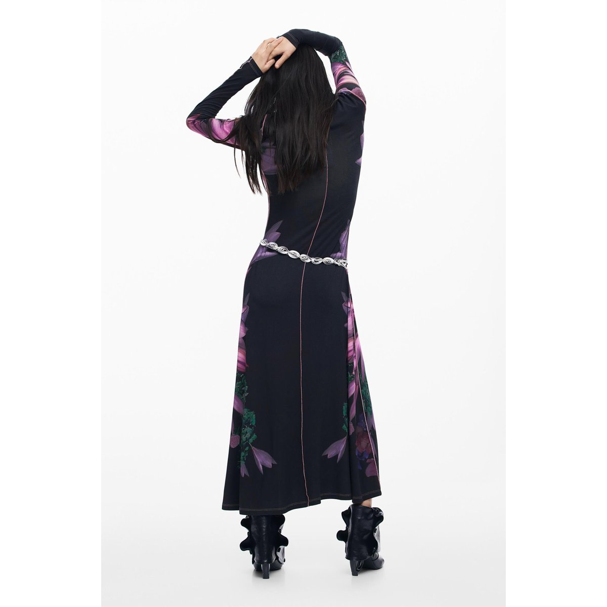 Robe longue miroir noir, DESIGUAL