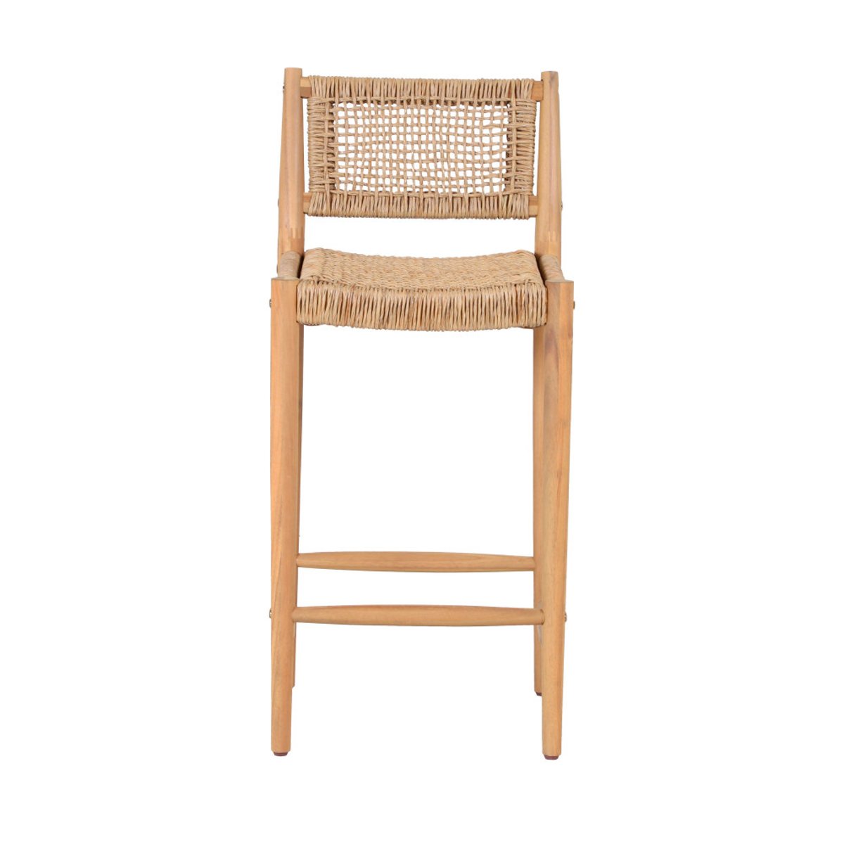 Lot de 2 tabourets de bar intérieur/extérieur en bois d'acacia et résine tressée H65cm- NURI bois clair, DRAWER