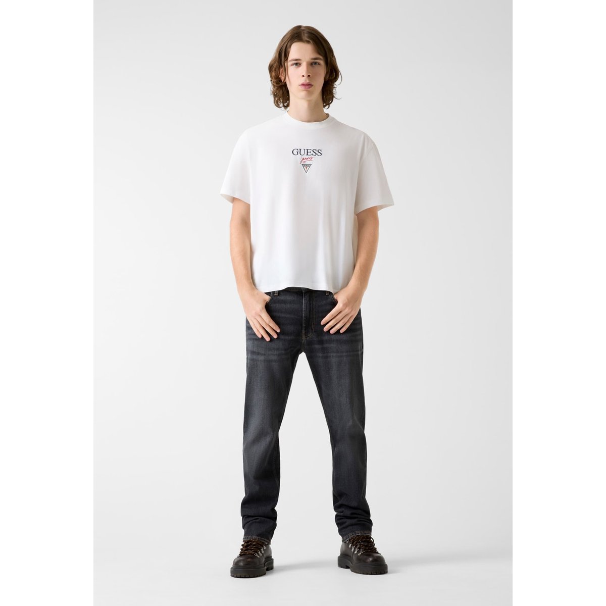 T-Shirt À Logo Imprimé blanc, GUESS JEANS