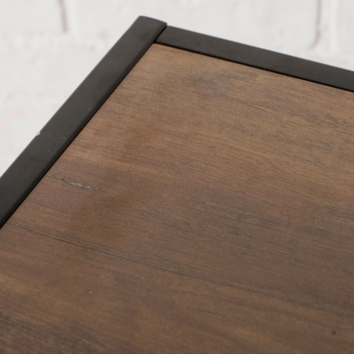 Console d'entrée en bois et métal noir 4 plateaux 100x33x90cm bois, WADIGA