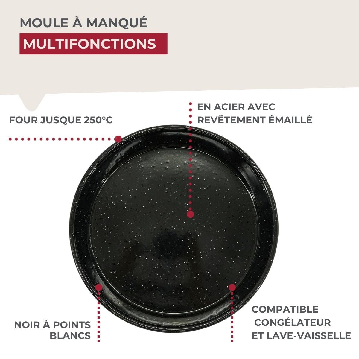 Moule à manqué émaillé 26 cm noir, FACKELMANN