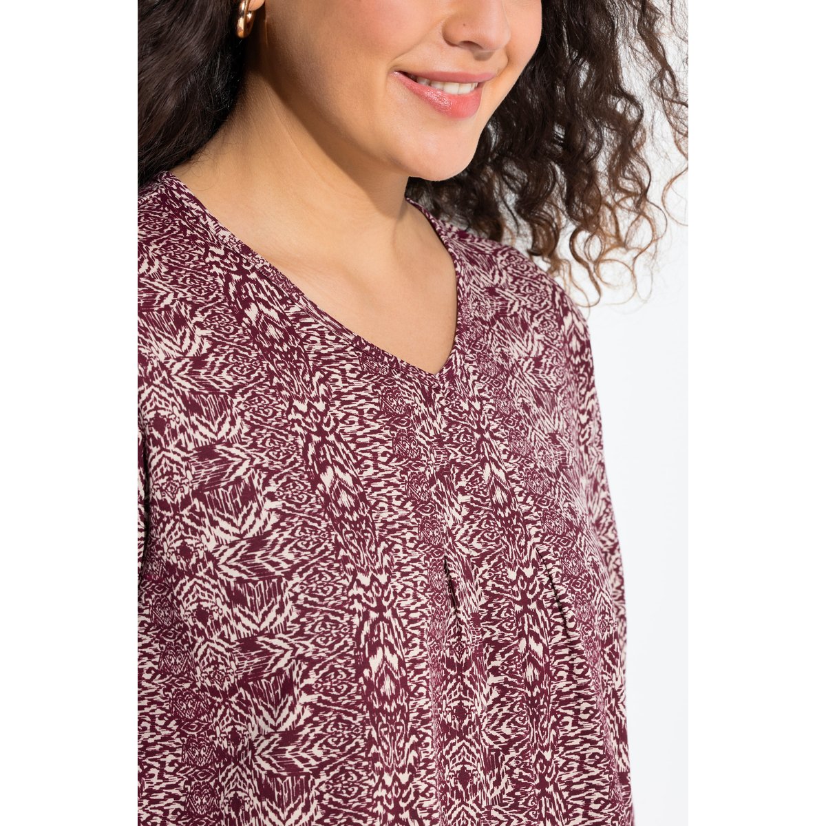 T-shirt, plis fantaisie, ligne en A rouge cerise foncé, ULLA POPKEN