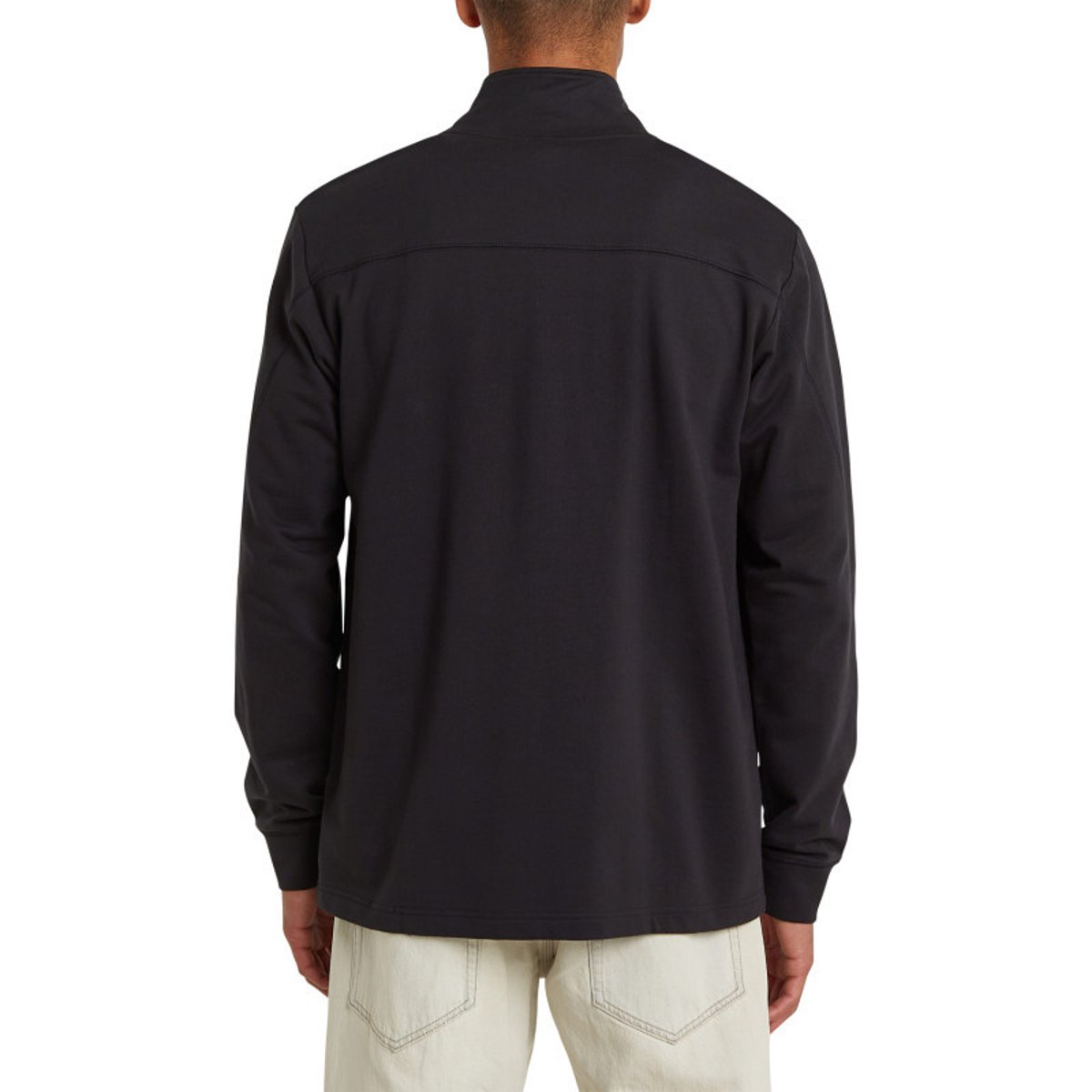 Pull en coton biologique noir uni avec une coupe droite et un col montant noir, G-Star RAW