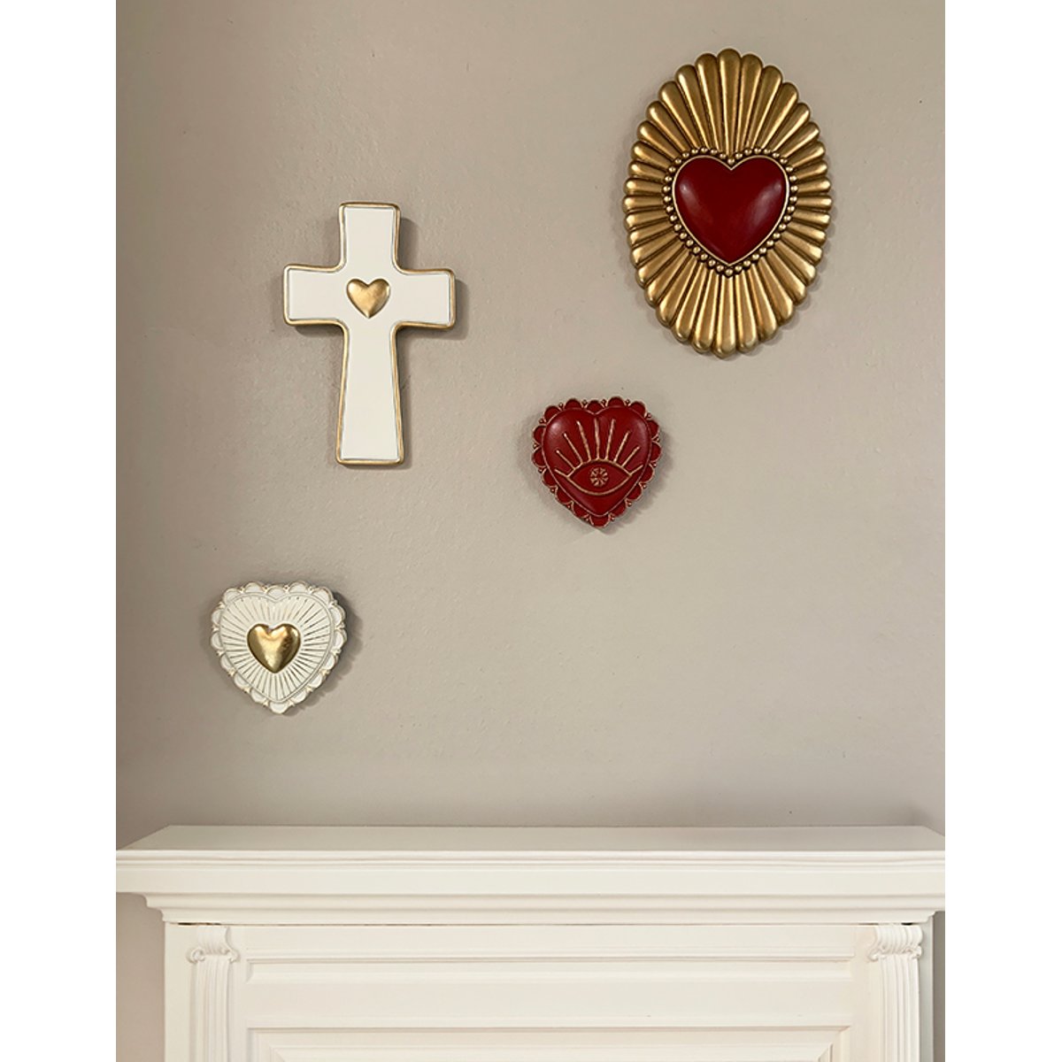 Déco murale ovale coeur 12.5x18cm rouge, EMDE