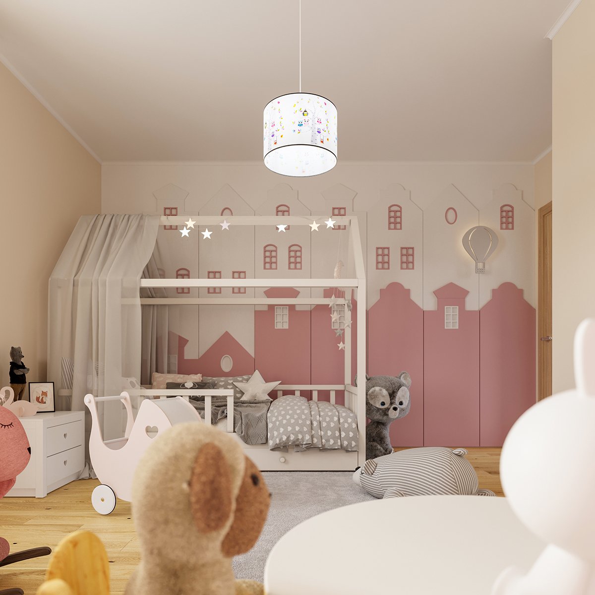 Suspension PVC Multicolore E27 1 Hibou 30 multicolore, EDEN
