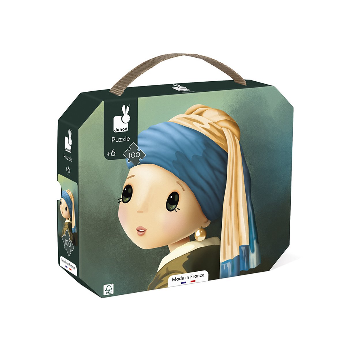 Puzzle 100 Pcs Inspiré De Vermeer vert, JANOD