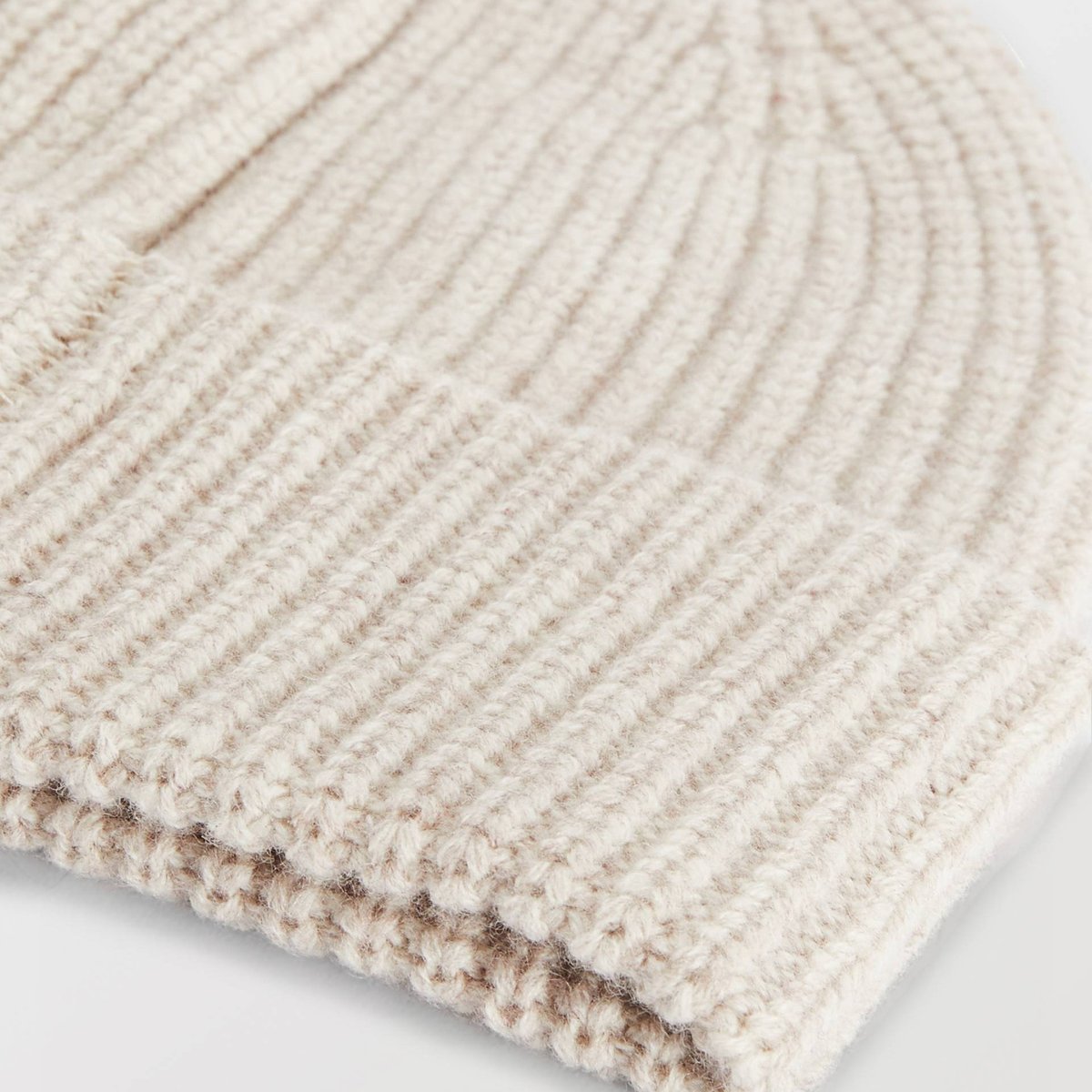 Bonnet côtelé en laine naturel, MONOPRIX