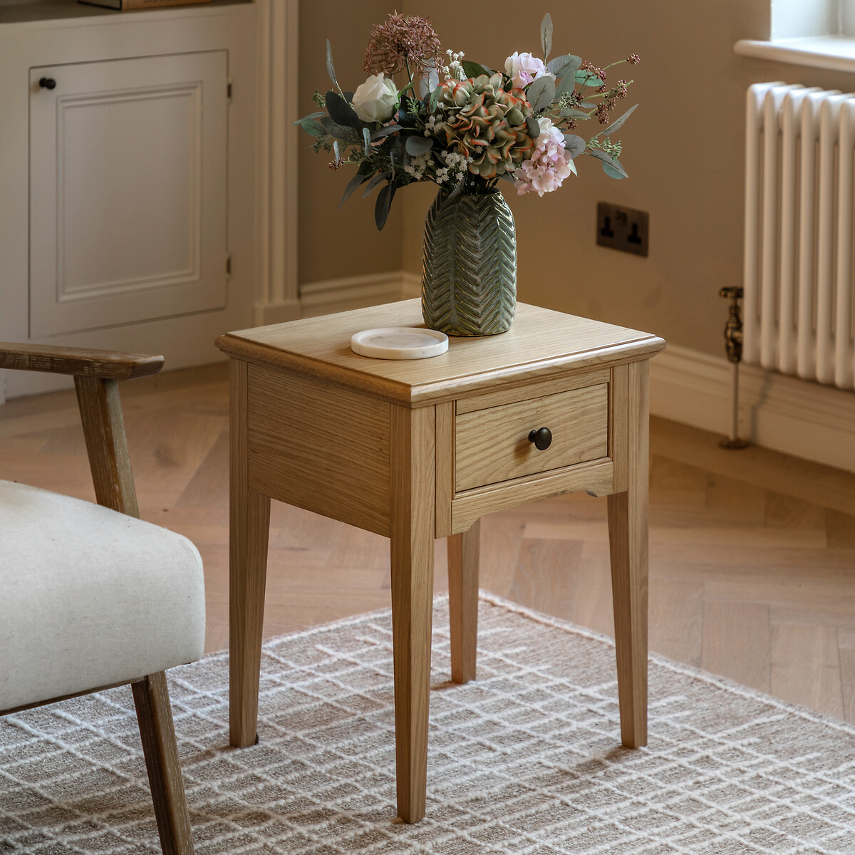 Harriet Oak 1 Drawer Side Table light oak wood, SO'HOME