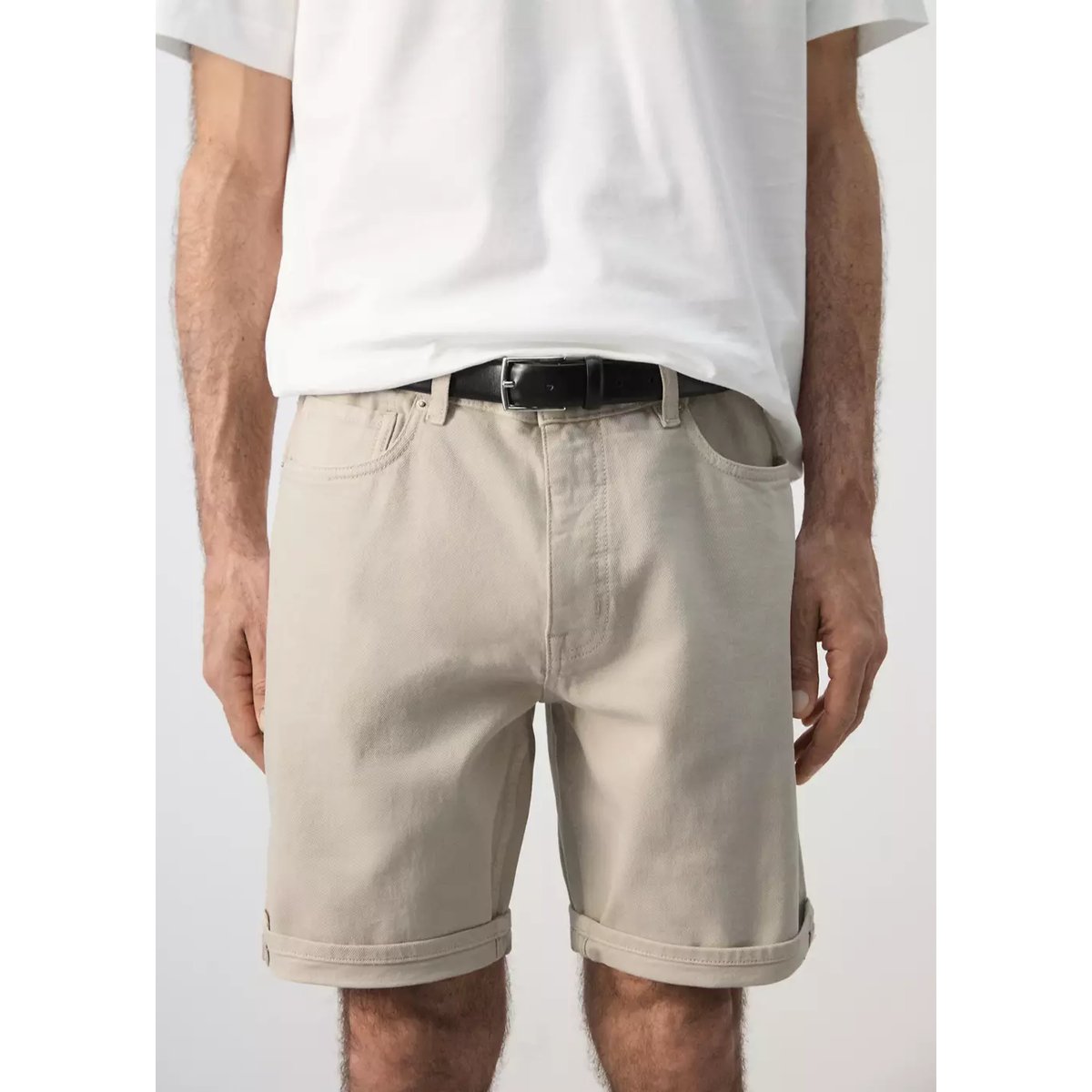 Bermuda en jean slim fit beige, MANGO MAN