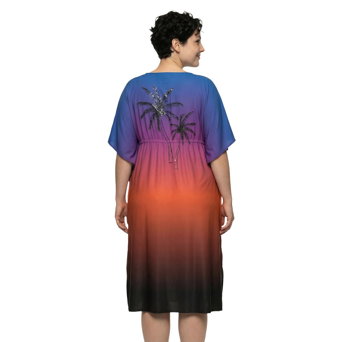 Caftan à manches courtes et encolure bleu roi, ULLA POPKEN