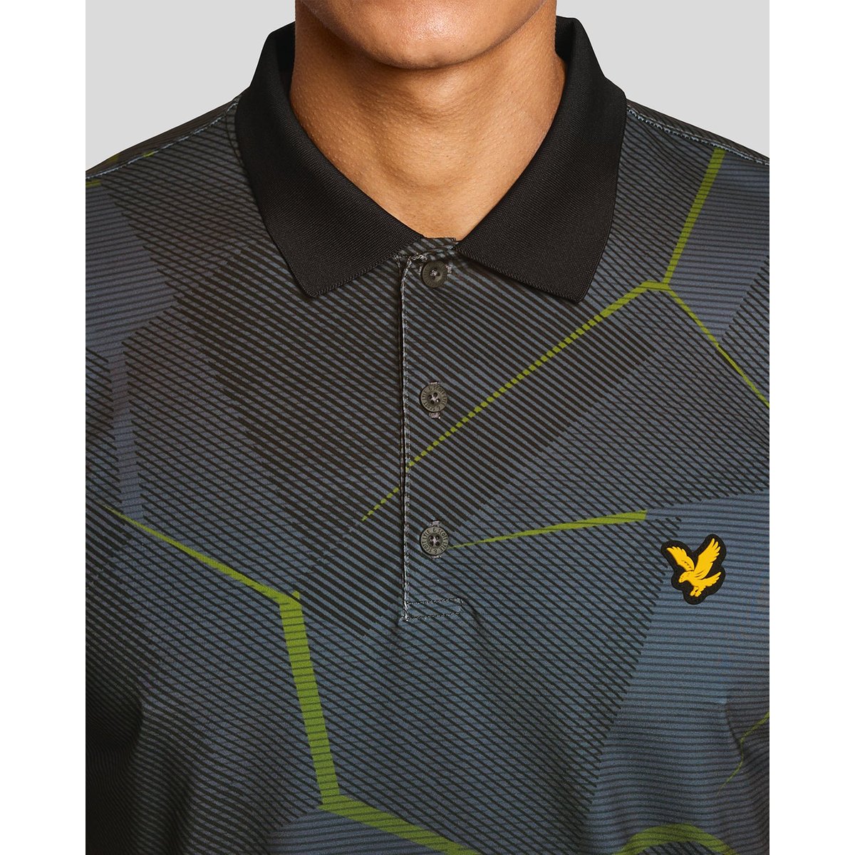 Polo géométrique graphique noir jais, LYLE & SCOTT