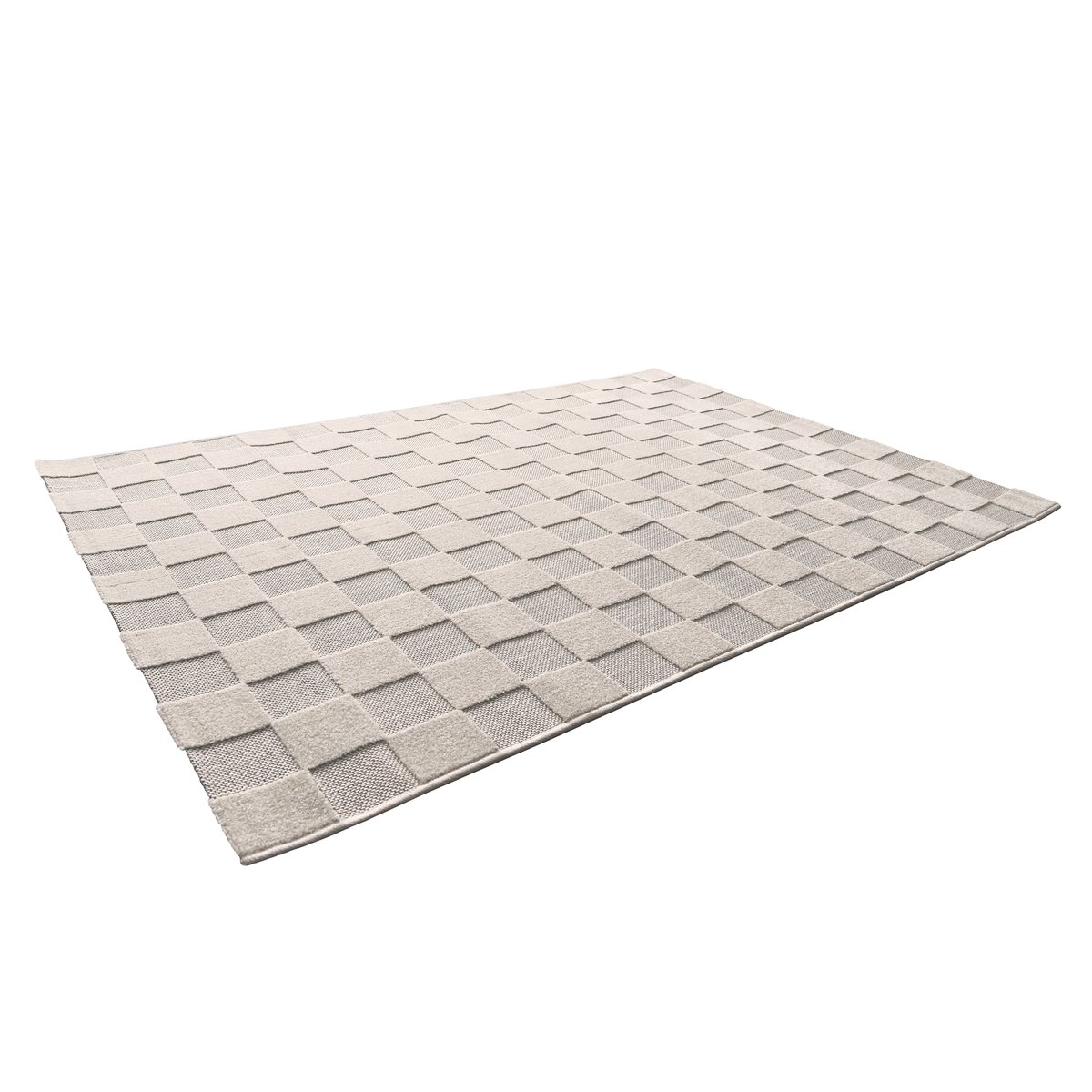 Tapis contemporain design damier DAMAS ecru beige, NATTIOT