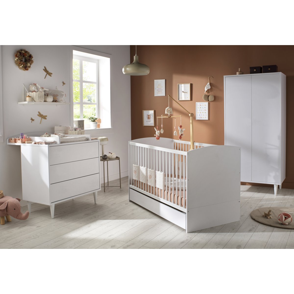 Lit évolutif 70x140 - Little Big Bed - têtes de lit panneaux blanc, SAUTHON
