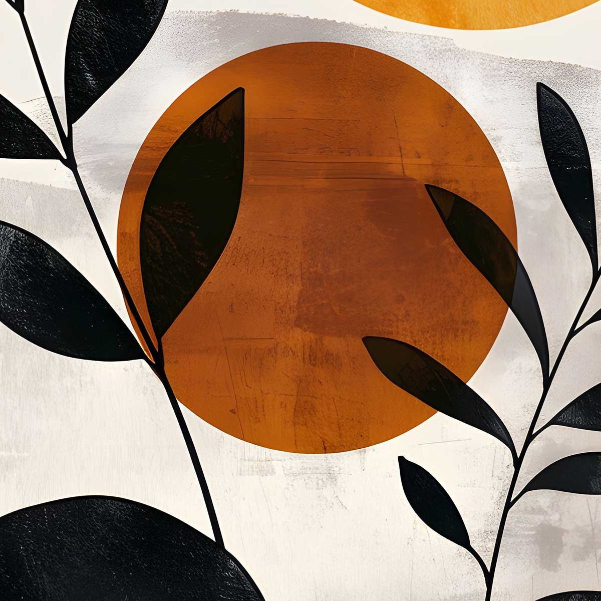 Affiche encadrée composition végétale moderne affiche + cadre en métal - noir, HEXOA