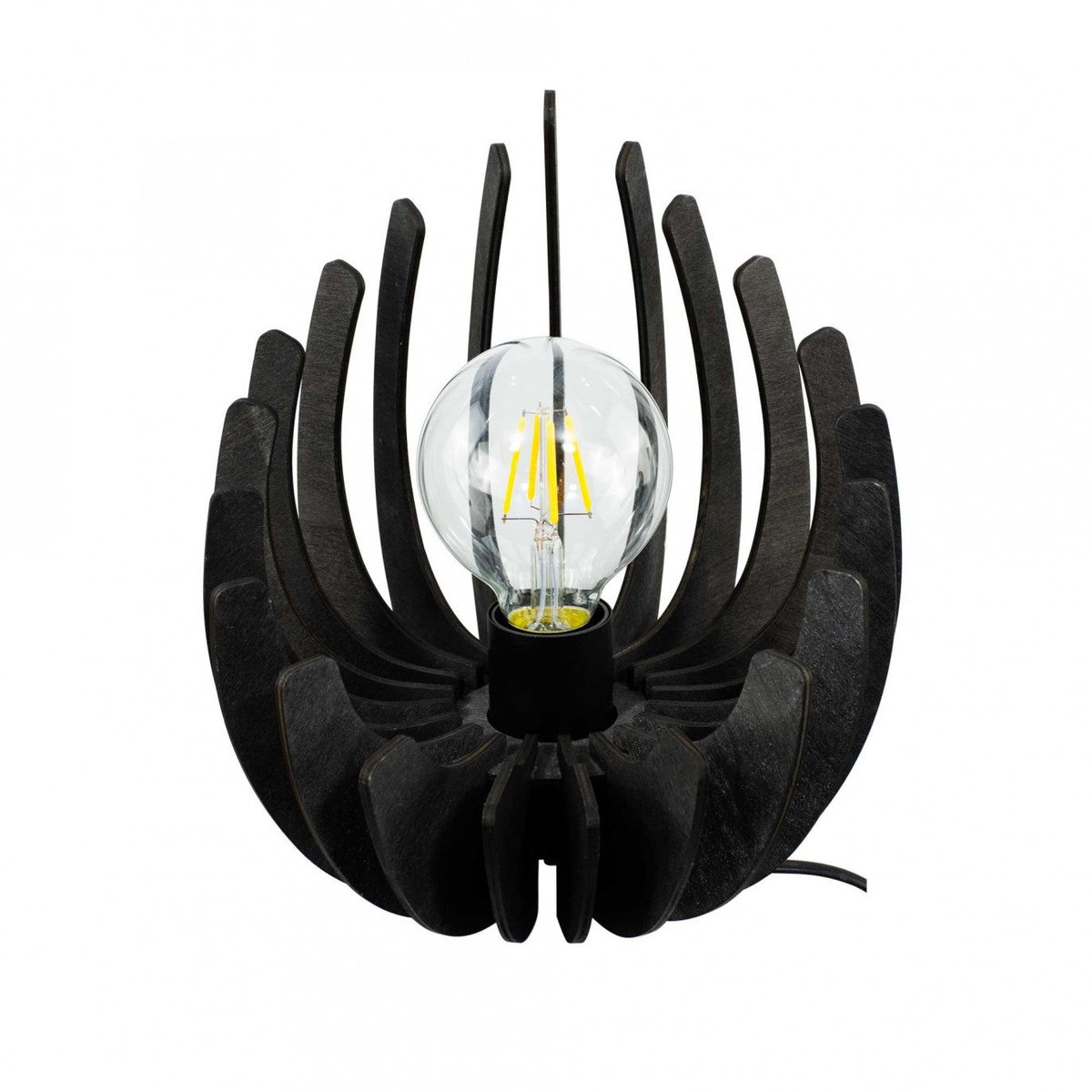 Lampe à poser en bois de peuplier, LOSA noir, C-CREATION