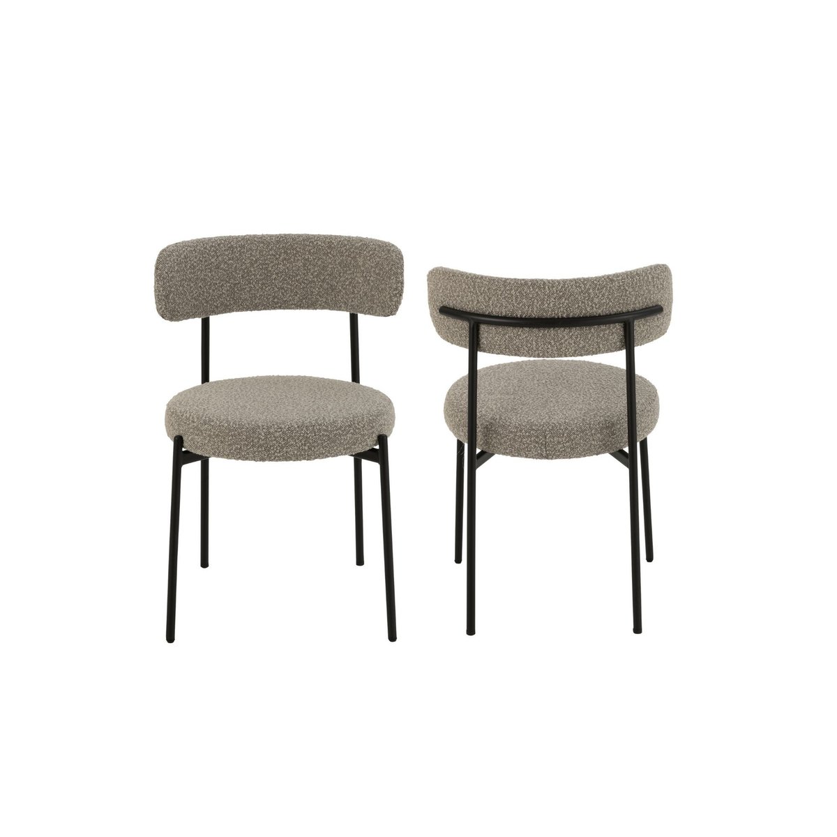 Chaises design en métal noir et bouclette (lot de 2) - GERDA gris, HELLIN, DEPUIS 1862