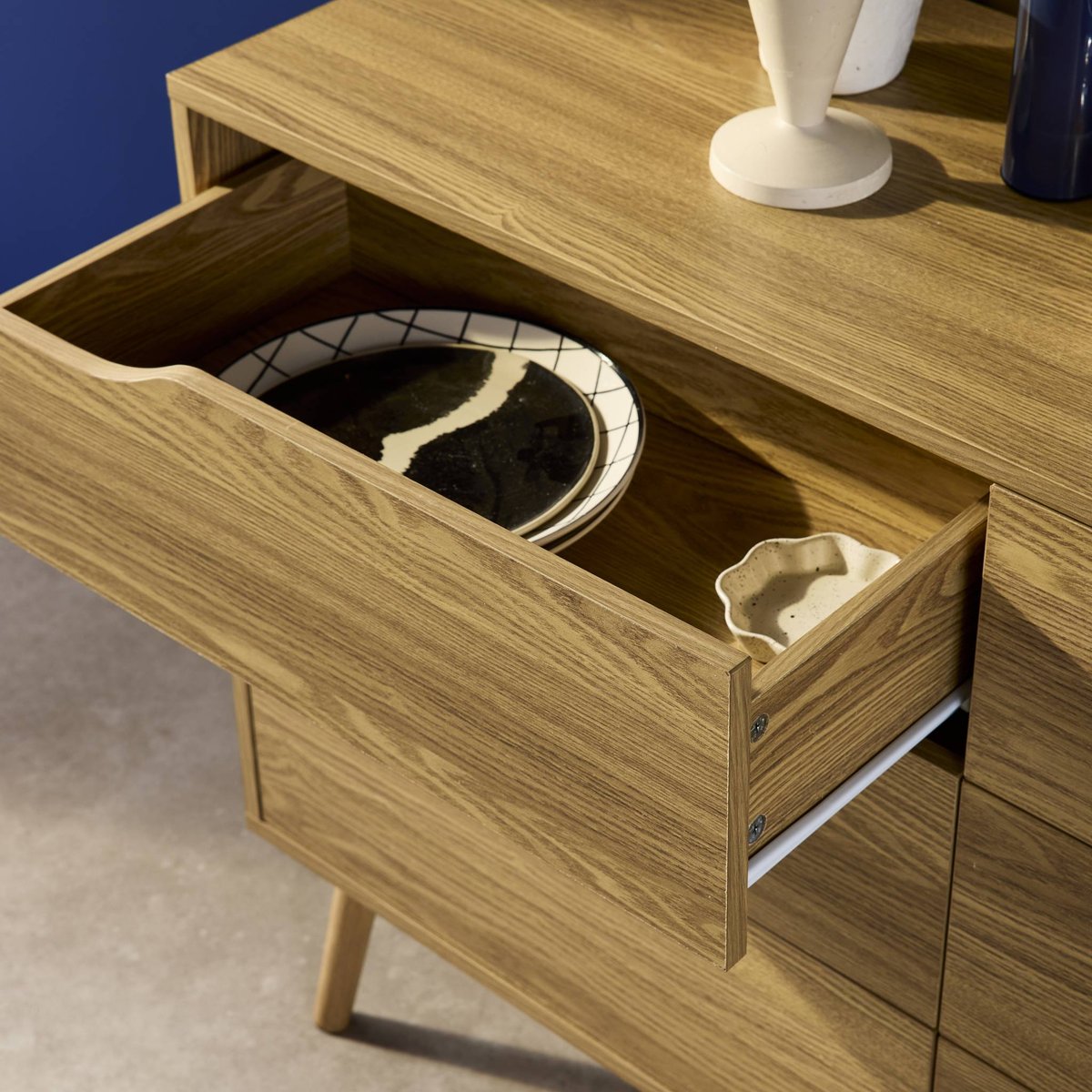 Commode décor bois 6 tiroirs NEPAL noyer, SWEEEK