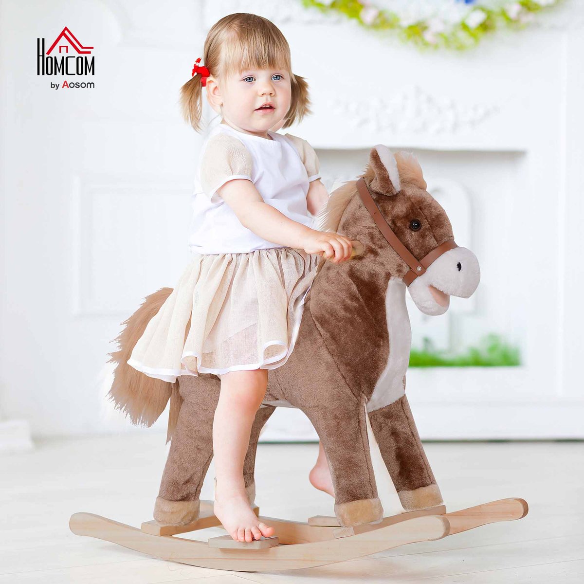 Cheval à bascule pour enfants Bois Marron marron, HOMCOM