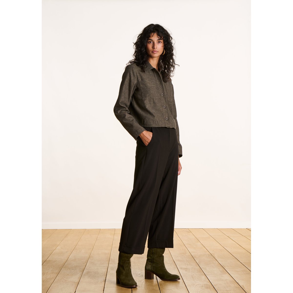 Pantalon 7/8ème droit et large noir, LA FEE MARABOUTEE