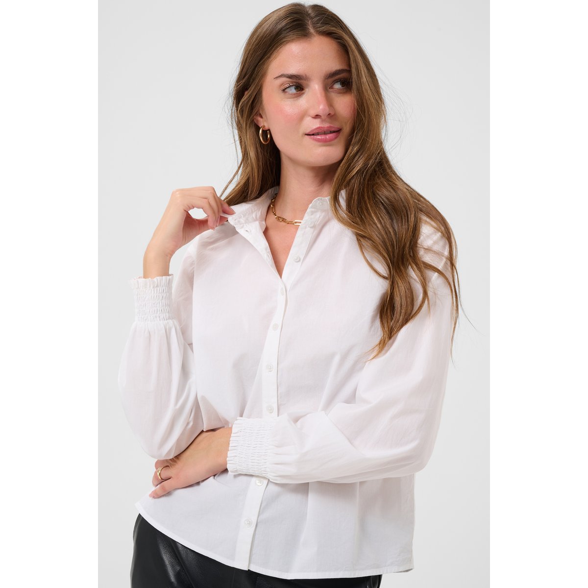 Chemise à manches longues blanc snow white, CREAM