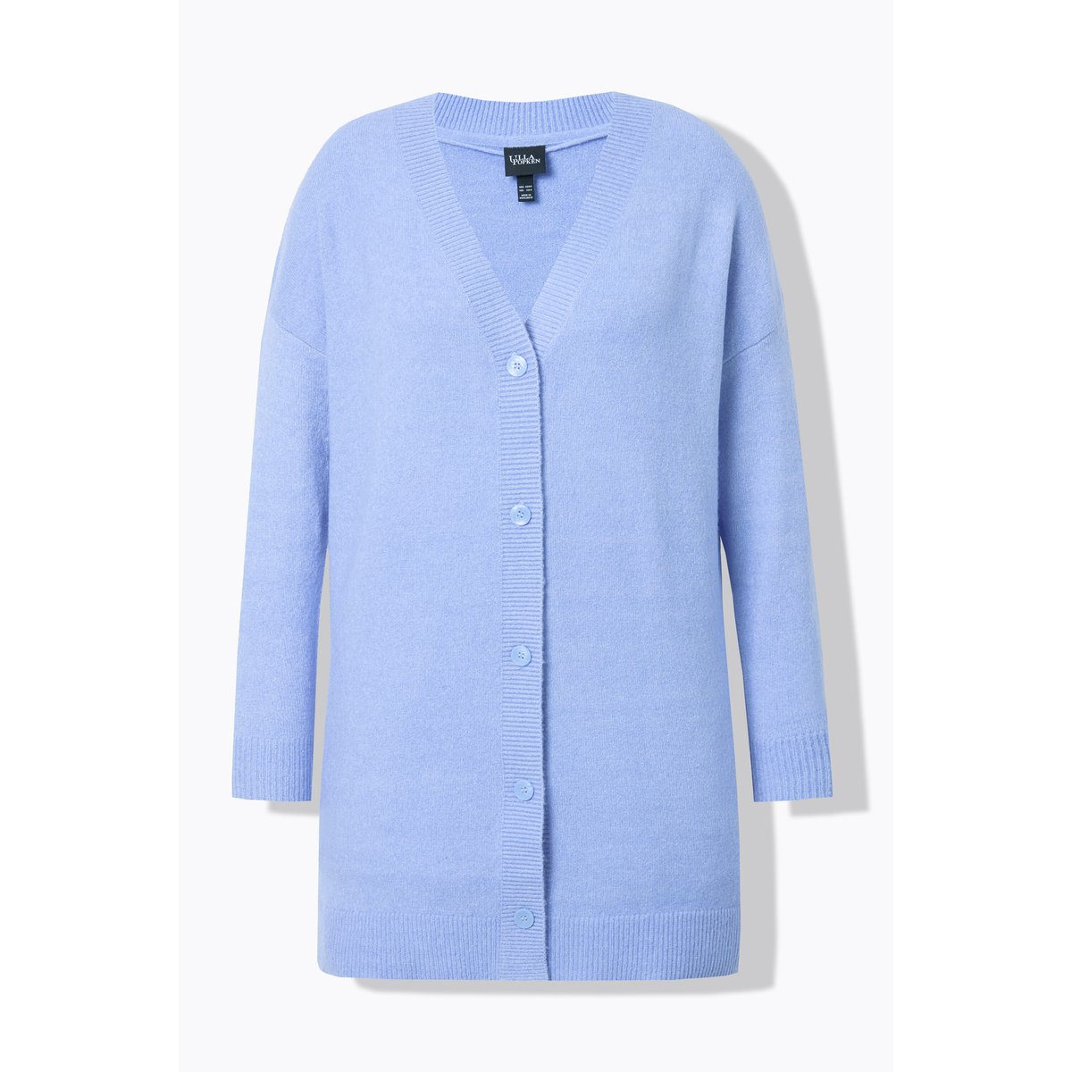 Cardigan col en V et patte de boutonnage bleu ciel, ULLA POPKEN