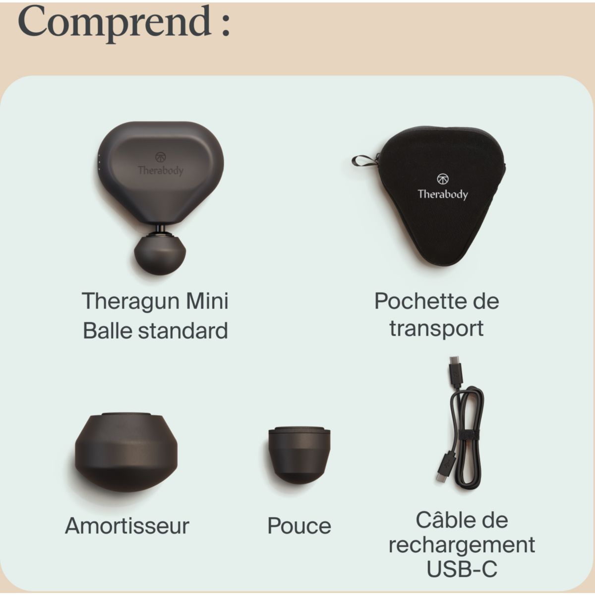 Pistolet de massage Mini 3.0 Noir couleur unique, THERAGUN