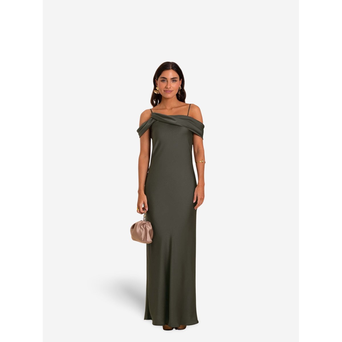 Robe longue avec encolure drapée CÓRDOBA vert, THE-ARE