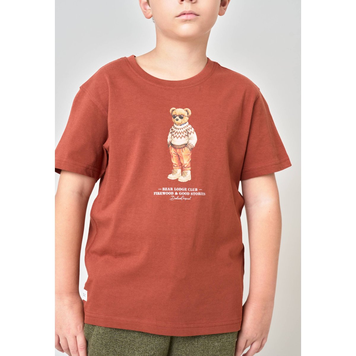 T-shirt regular garçon en 100% coton jersey imprimé ours COSYBEAR cognac, DEELUXE