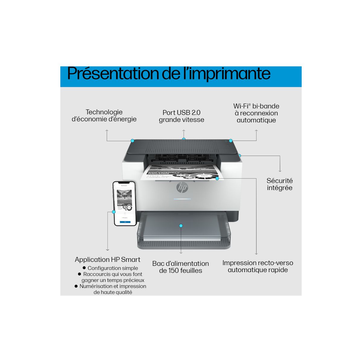 Imprimante laser LaserJet M209 dw couleur unique, HP
