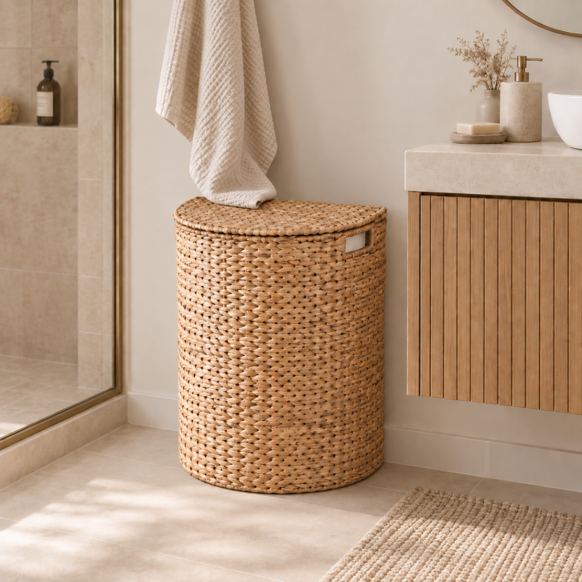 Panier à linge en jacinthe d'eau - NILA beige, CALICOSY