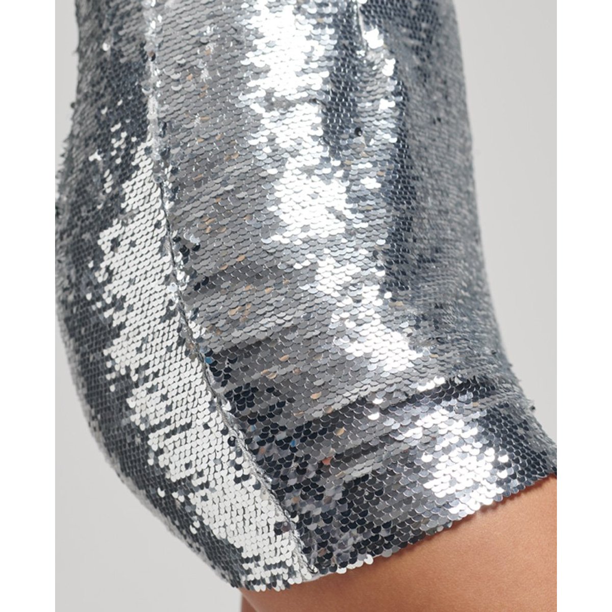 Robe bustier moulante à sequins argent à sequins effet écailles, SUPERDRY