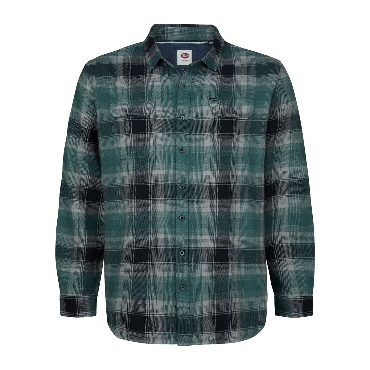 Chemise grande taille à carreaux et motif chevrons steelmark vert teal green, PETROL INDUSTRIES