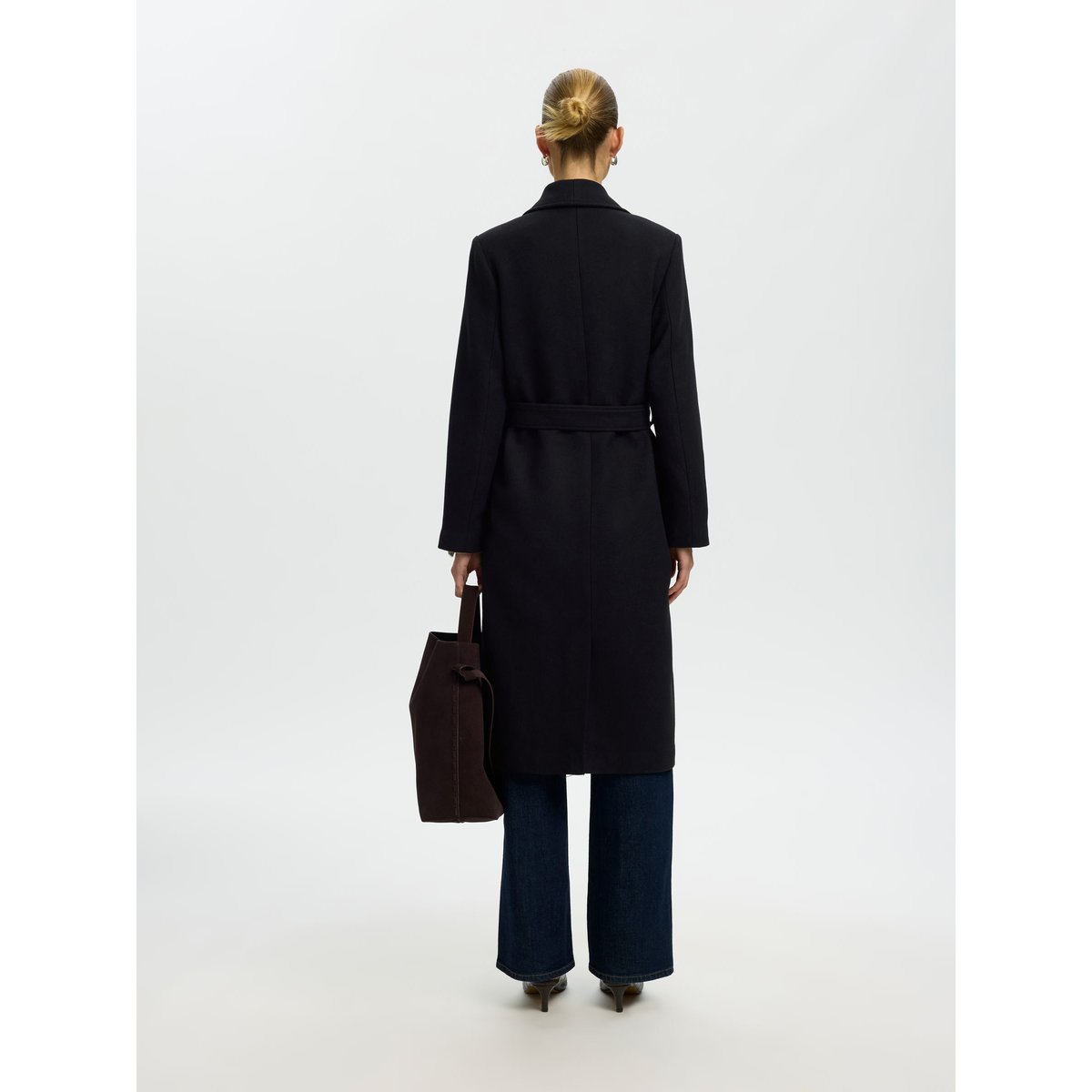 Long Manteau noir - black, SELECTED