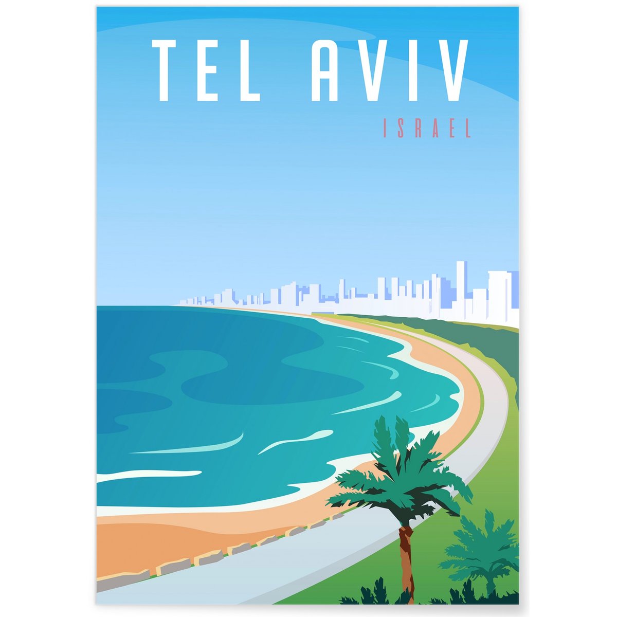 Affiche Tel Aviv blanc, L'AFFICHERIE