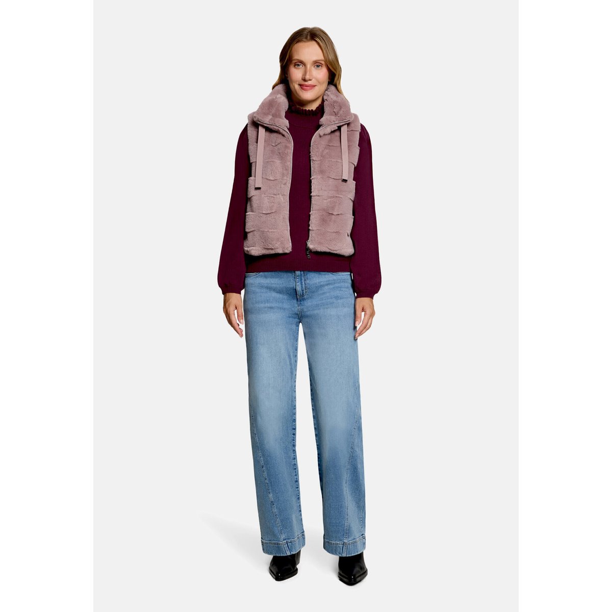 Veste imitation fourrure à poches extérieures light mauve, CARTOON