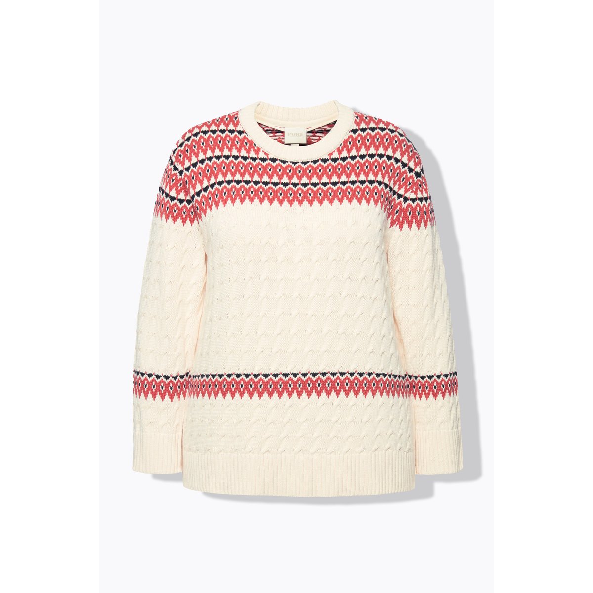Pull à col rond et manches longues en coton rouge brique, ULLA POPKEN