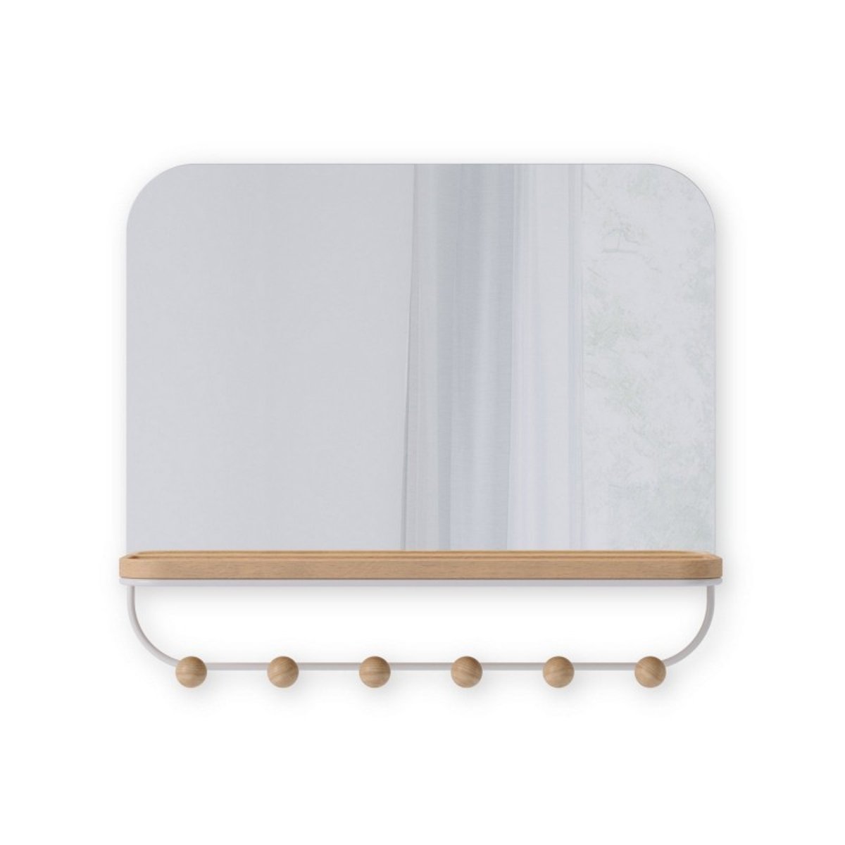 Miroir portemanteau étagère  ESTIQUE bois clair, UMBRA