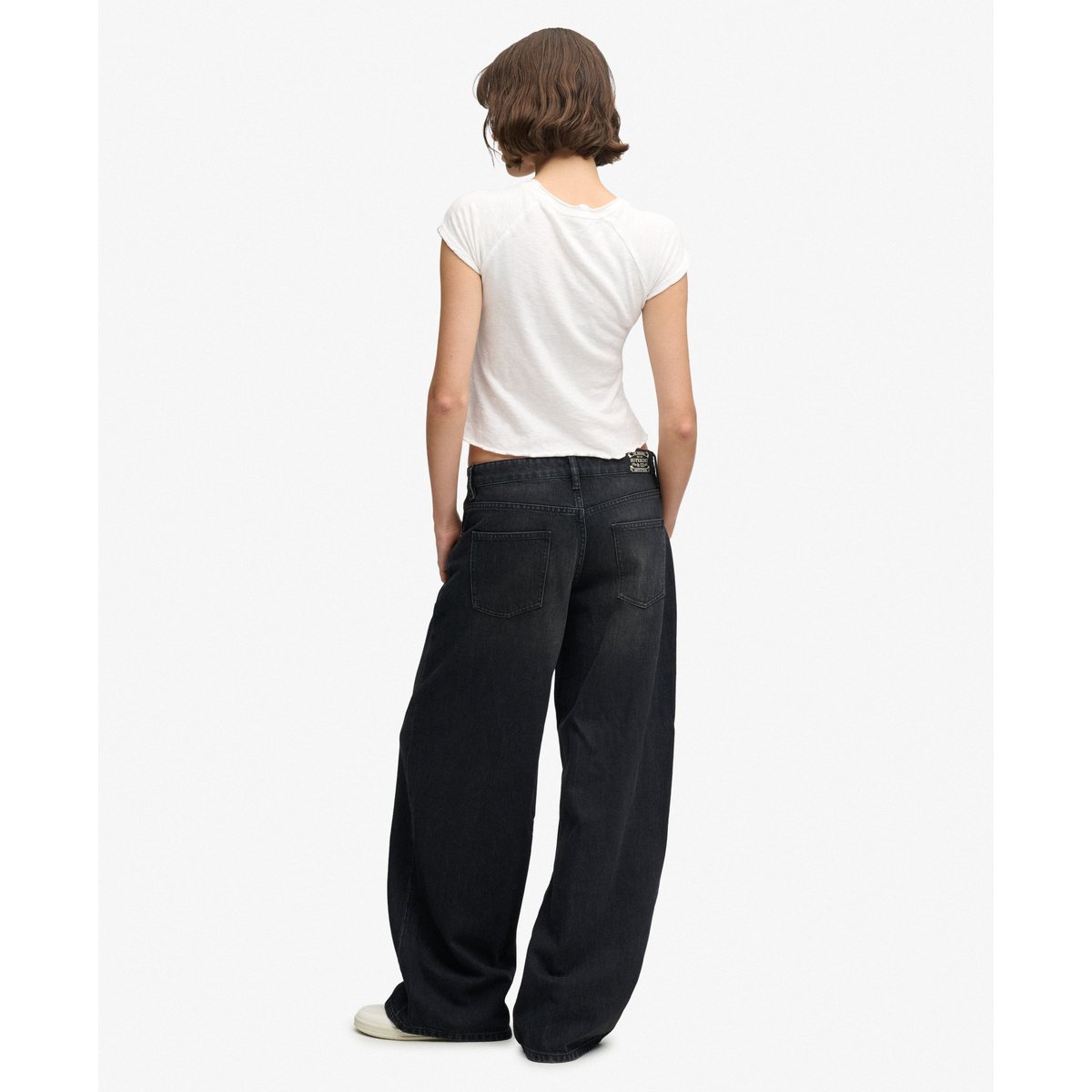 Jean Baggy Taille Moyenne noir délavé vintage, SUPERDRY