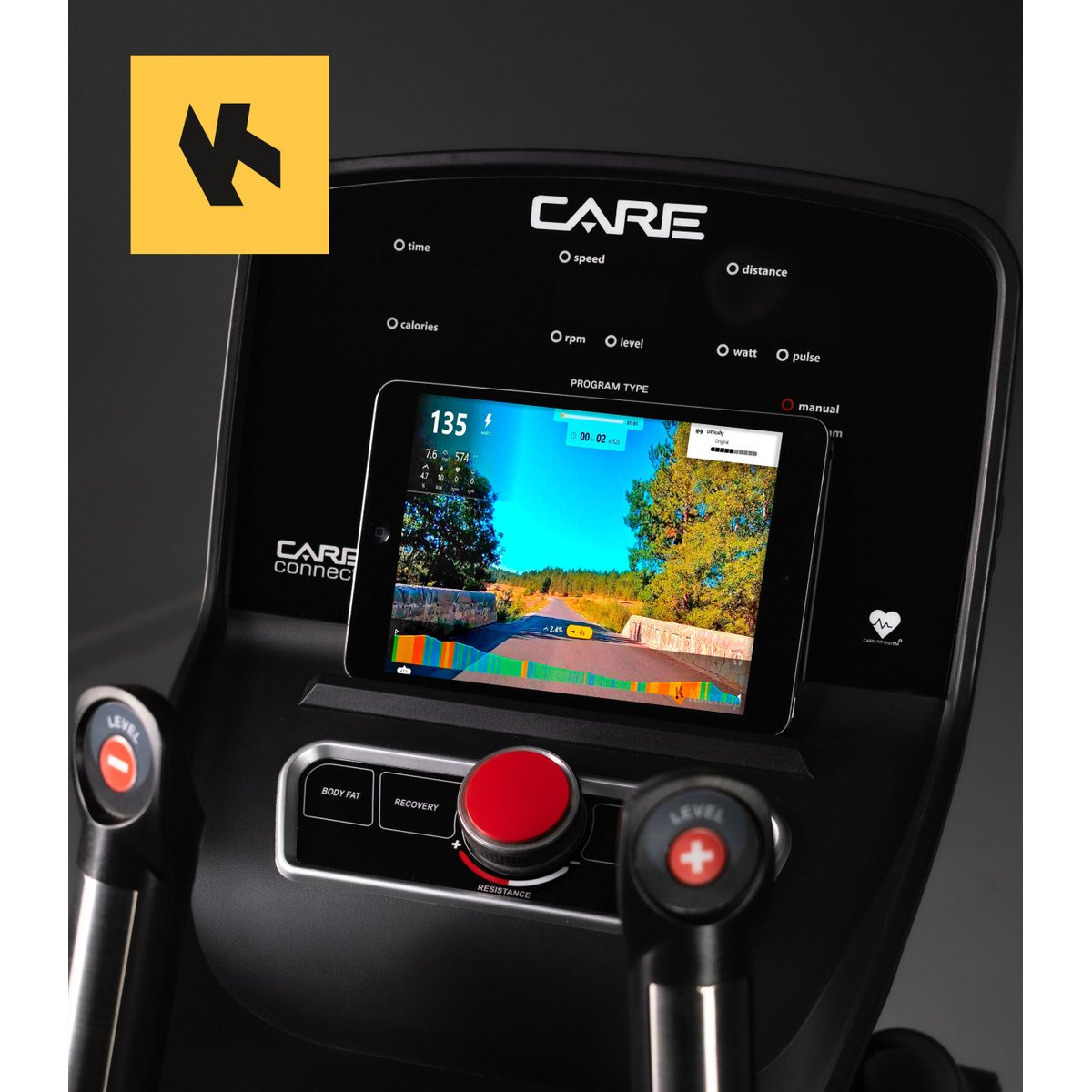 Vélo elliptique ELLIPTER FD LED auto-alimenté - CARE - ergomètre connecté noir, CARE FITNESS