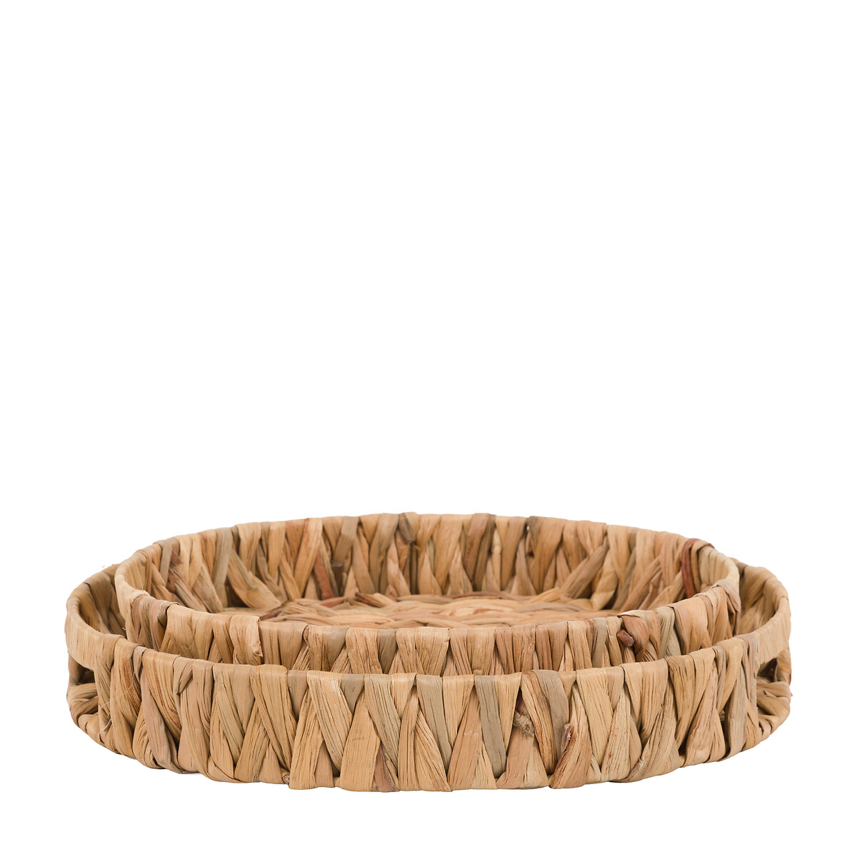 Set of 2 Wye Woven Round Trays in Natural brown , ÉDITÉ