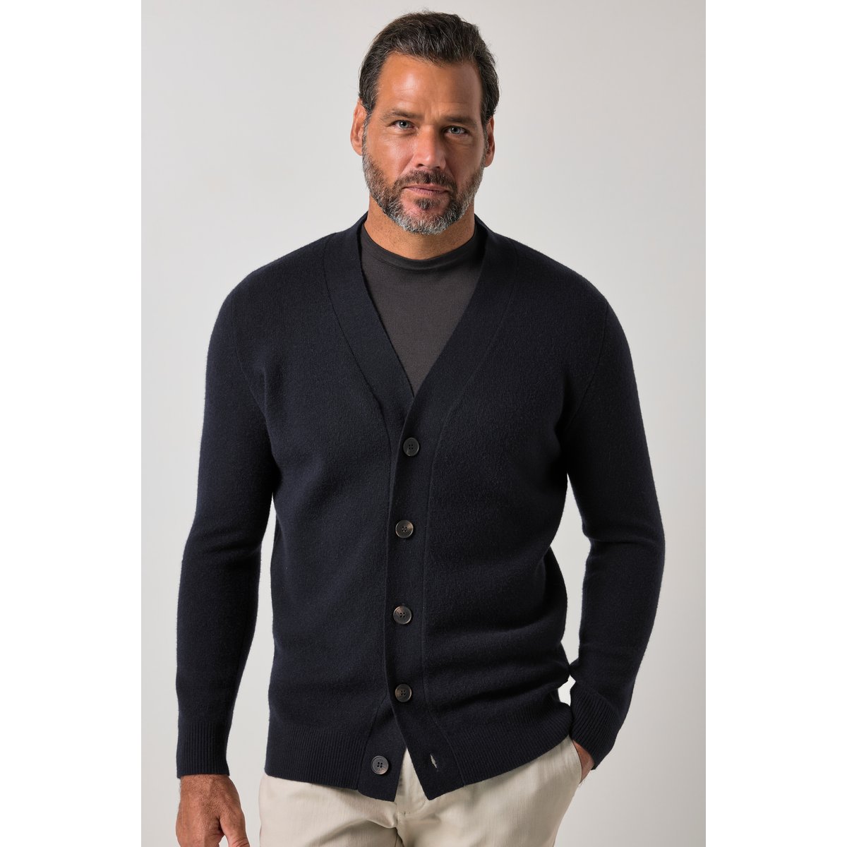 Cardigan en laine mélangée bleu marine, JP1880