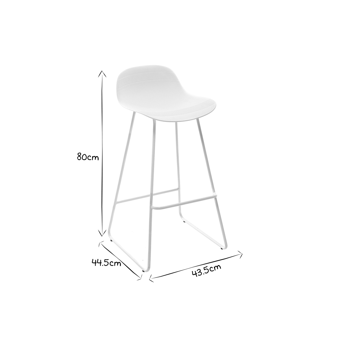 Tabourets de bar design H65 cm (lot de 2) ELLA blanc, MILIBOO