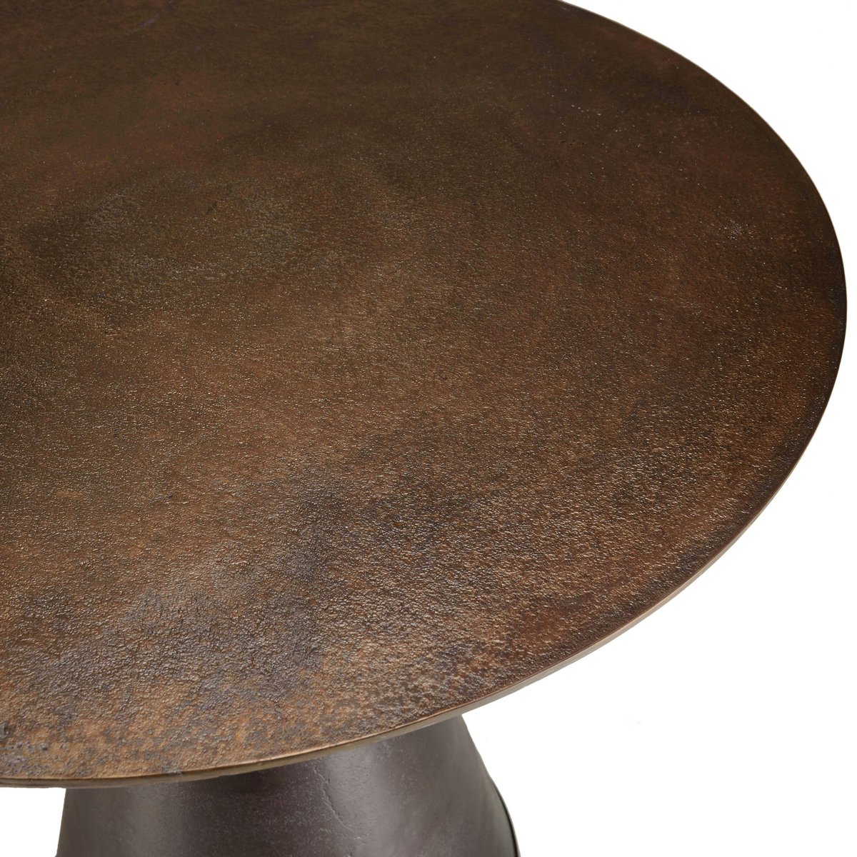 Table de repas ronde D80 cm métal antique pied conique ZALA marron, PIER IMPORT